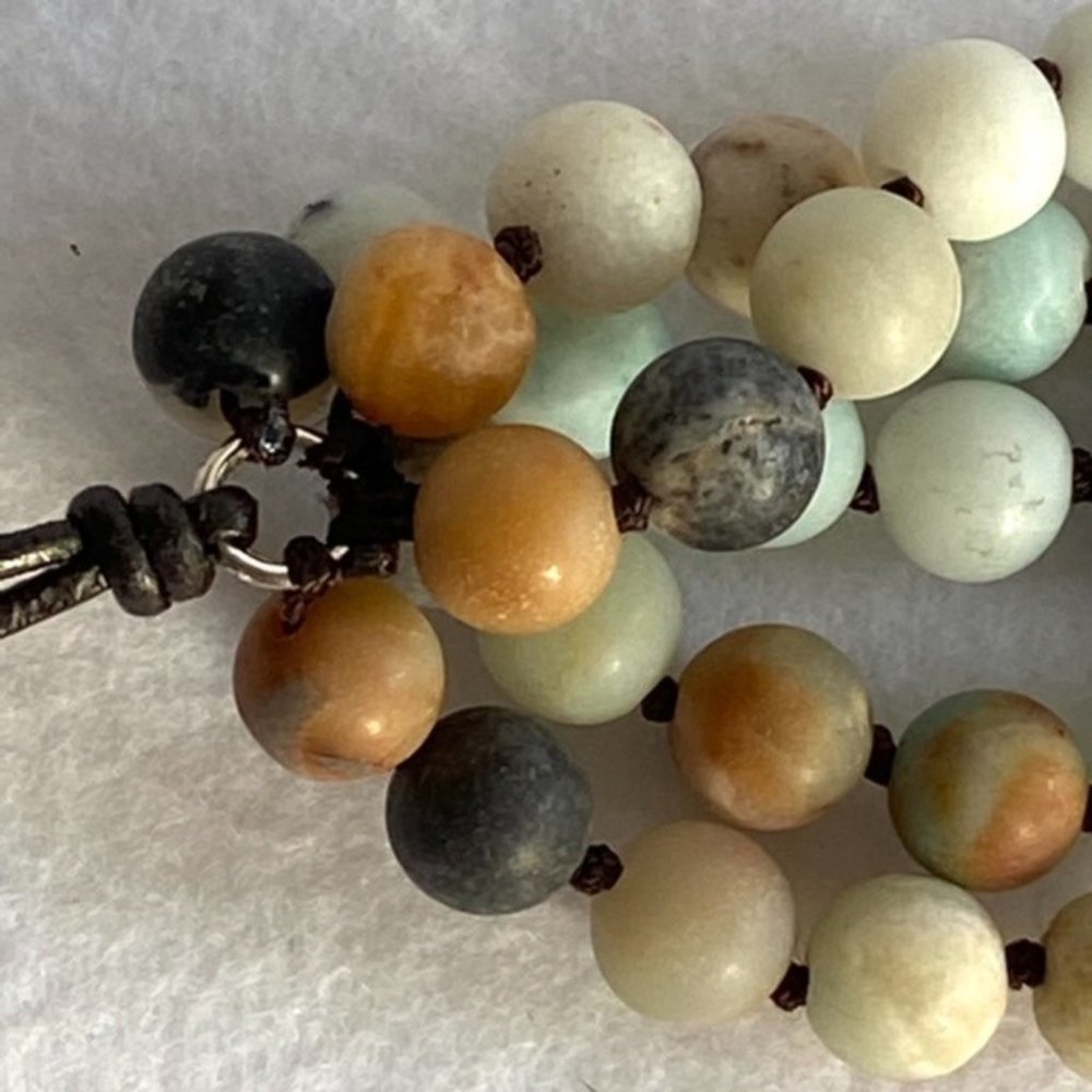 Multi-Strand 8mm Amazonite Beaded Collar Necklace 20" HOB 925 Knotted 5 Strand - Picture 11 of 12